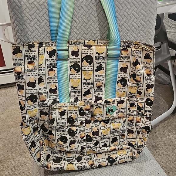 Harajuku Lovers Handbags - HARAJUKU Cute Graphic Tote Bag with Blue Handles